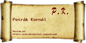 Petrák Kornél névjegykártya